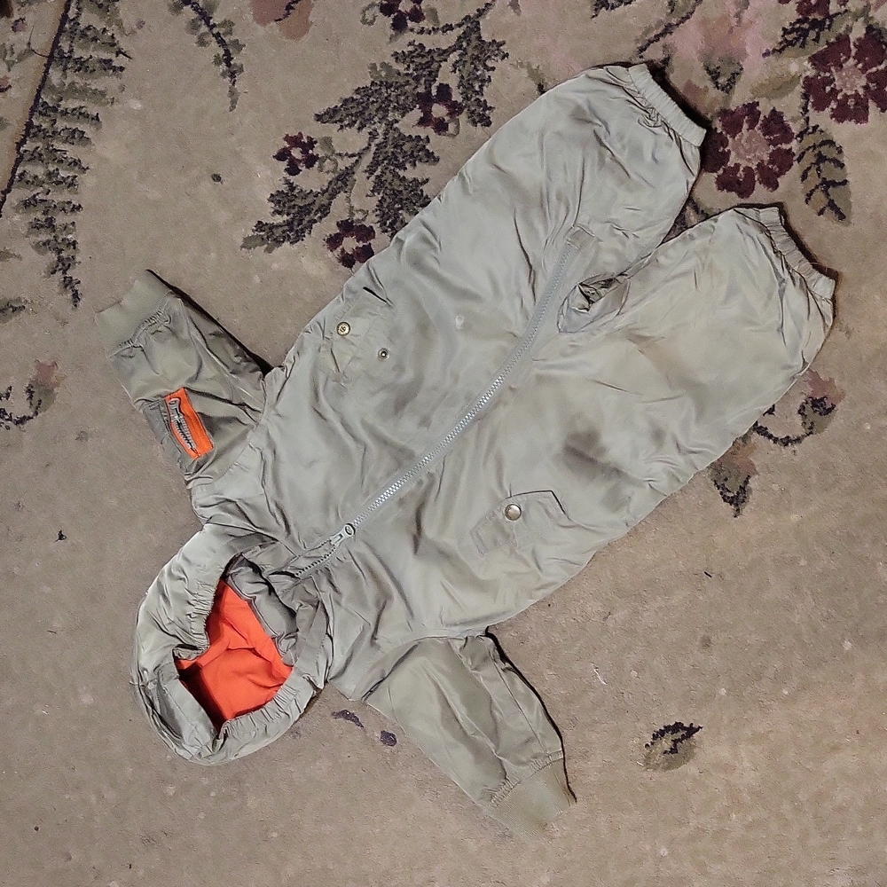 Baby Gap infant snowsuit, green and orange, 6-12 months 📦